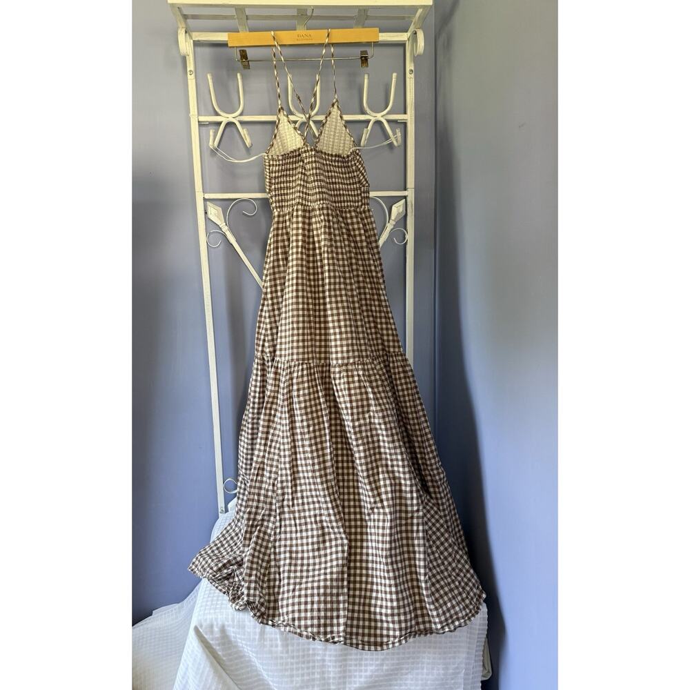 Kimchi Blue Princes Plaid Dress Brown Md Cotton Cottagecore - Picture 6 of 10